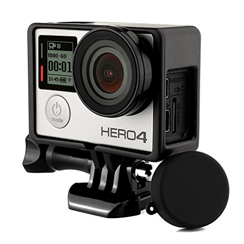 GoPro Hero 4 Marco estándar para Protector Caso de Vivienda + UV Protector de Lente + Carcasa Silicona len Cap para Go Pro Hero 4 3 + 3
