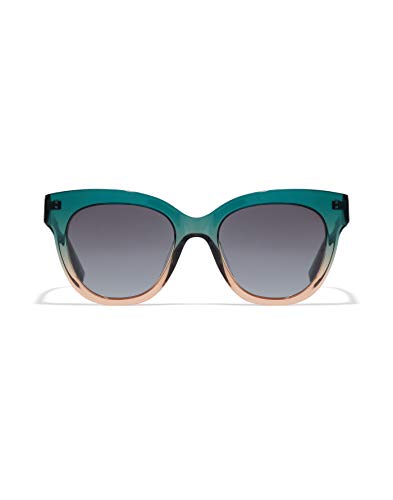 HAWKERS Gafas de Sol Audrey Estilo Butterfly, para Mujer, con Montura Degradada Bicolor Verde y Champán y Lente Gris, Protección UV400