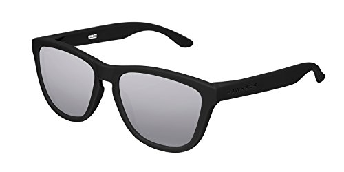 HAWKERS Gafas de Sol  ONE Carbon Black, para Hombre y Mujer, con Montura Negra Mate y Lente Plata Efecto Espejo, Protección UV400