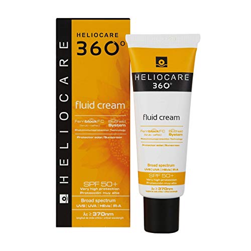 Heliocare 360º Fluid Cream SPF 50+ - Crema Solar Facial Fluida, Nutre e Hidrata, Aporta Suavidad a la Piel, sin Residuo Blanco, Pieles Normales o Secas, 50ml