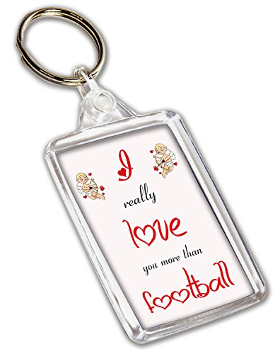 I Love llavero con diseño de fútbol – día de San Valentín/aniversario/regalo de cumpleaños para él o ella