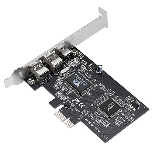 KKmoon Tarjeta de Expansión PCI-E 3 Ports 1394a 1394b Firewire Tarjeta Controladora PCI-Express (2 * 6 Pin + 1 * 4 Pin) para PC de Escritorio