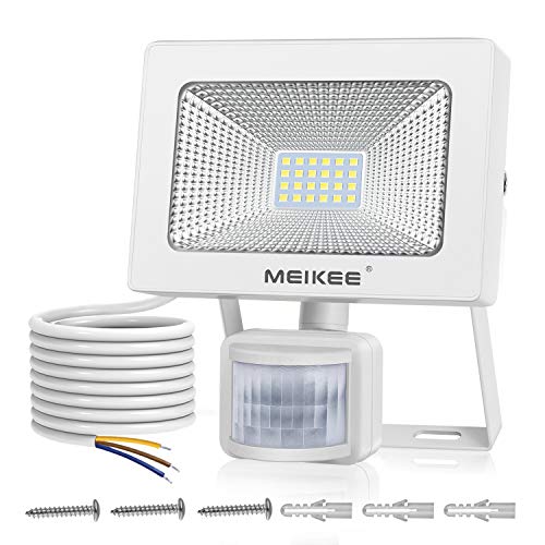 MEIKEE Foco Led Exterior 20W, Proyector Foco LED con Sensor de Movimiento, Luz Led Exterior 6500K Blanco Frío, Impermeable IP66, Luces de Seguridad para Patio, Terraza, Camino,Trastero