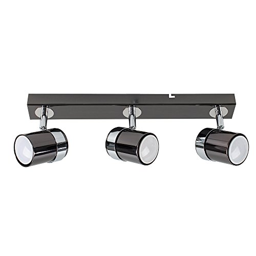 MiniSun – Moderna Lámpara de Techo – Barra de 3 Focos Orientables – Color Negro Brillante - Regleta de Luz - Iluminación Interior