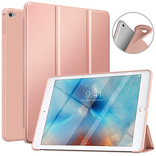 MoKo Funda Compatible con iPad Air 2, Superior Delgada Protectora Case con Tapa Trasera Esmerilada Translúcida Compatible con Apple iPad Air 2 9.7" - Oro Rosa