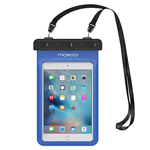 MoKo Funda Impermeable - Universal Waterproof para iPad Mini 2019 / iPad Mini 4 3 2 1/ Nexus 7/ G Pad 7.0/8.0/8.3/ Venue 7.0/8.0/8.0 Pro, Lenovo Tab A7 y Tableta 8.4 Pulgadas - Azul