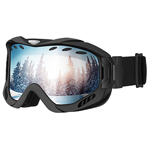 OMORC Gafas Snowboard, Gafas Esqui, Unisex,Lente de Doble Capa, Protección UV y Antiniebla OTG Gafas de Esquí, Sistema de Ventilación, Ideal para Esquí, Patinaje, Motociclismo, Equitación（Negro）