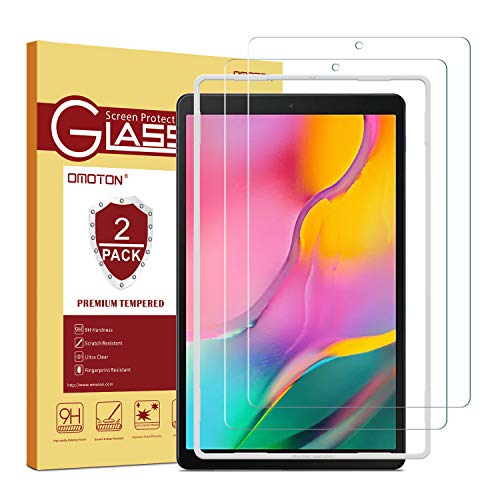 OMOTON Protector Pantalla Samsung Galaxy Tab A 10.1 T510/ T515 2019 Cristal Templado Samsung Tab A 10.1 2019 SM-T510/ T515, 2.5D Borde, Anti-arañazos, No Burbujas, 2 Piezas