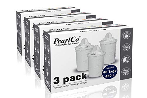 PearlCo Classic - Pack 12 Filtro de Aguas con 1 cartuccia filtrante Universal Classic - adatto per Brita Classic