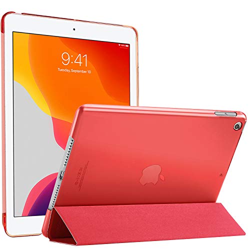 ProCase Funda Delgada iPad 10.2" 2019 7.ª Generación, Carcasa Folio Ligera con Tapa Inteligente/Reverso Translúcido/Soporte para 2019 Apple iPad 10.2 Pulgadas –Rojo