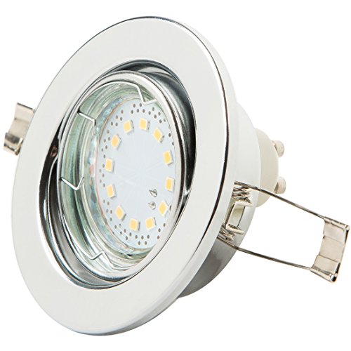 Reflector de techo LED de Levivo, blanco cálido, con 12 LED SMD y 125 lúmenes, reflector empotrado orientable, para como lámpara de techo de bajo consumo; set con casquillo GU10 y lámpara LED