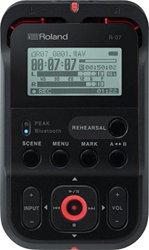 Roland R-07 Grabador de audio portátil de alta resolución, rojo / negro / blanco