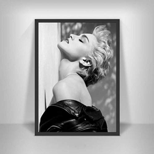 RUIYAN Cuadro En Lienzo Madonna Poster Cantante De Música Famosa Foto En Blanco Y Negro Estrella Actriz Arte De La Pared para La Sala De Estar Decoración Wz307T 40X60Cm Sin Marco