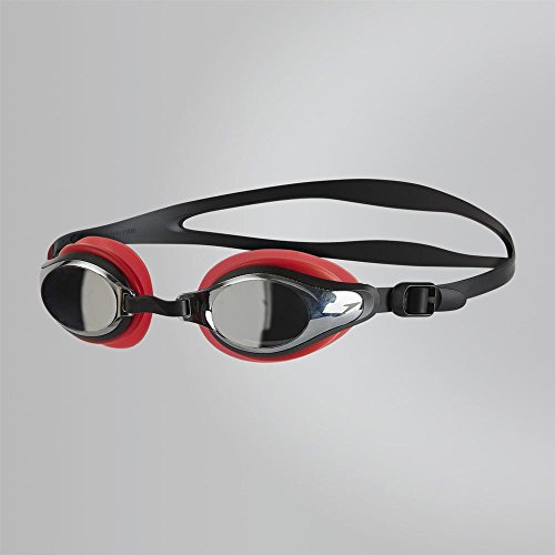 Speedo Mariner Supreme Mirror Gafas de natación, Unisex Adulto, Rojo Lava/Negro/Cromo, One Size
