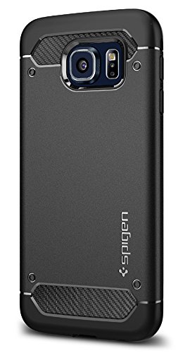 Spigen Funda Galaxy S6 Carcasa [Rugged Armor] Absorción de Choque Resistente y diseño de Fibra de Carbono para Samsung Galaxy S6, Negro