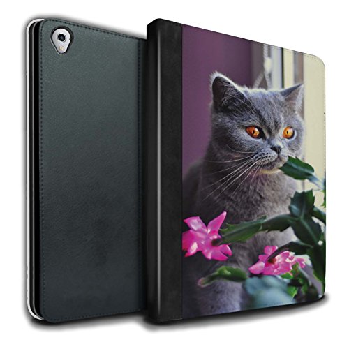 Stuff4® - Funda de Piel sintética para Libro de Carreras de Gatos British Blue/Shorthair Apple iPad Pro 9.7