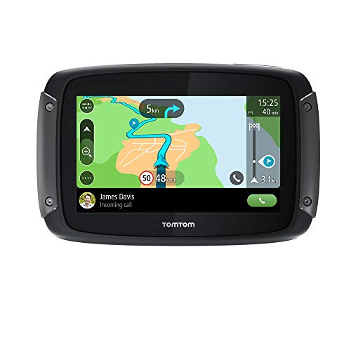 TomTom Rider 500 - GPS para motocicletas, 4.3 pulgadas con carreteras montañosas, actualizaciones mediante Wi-Fi, compatible Siri y Google Now, Traffic y Radares de tráfico para toda la vida, 49 mapas
