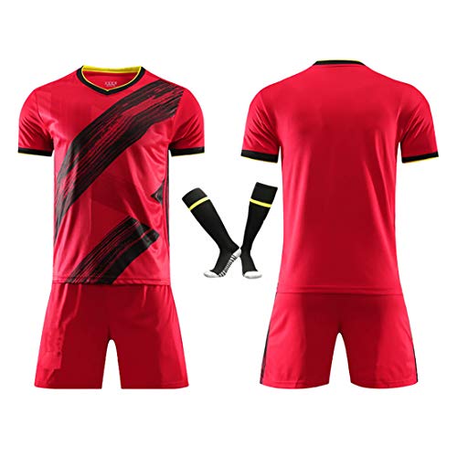 XZM Uniforme de fútbol Masculino # 10 Azar 20-21 Camiseta Belga de la Liga de Campeones de Europa, Uniforme de fútbol Transpirable para Uniforme de fútbol Adulto para niños-Custom-XS