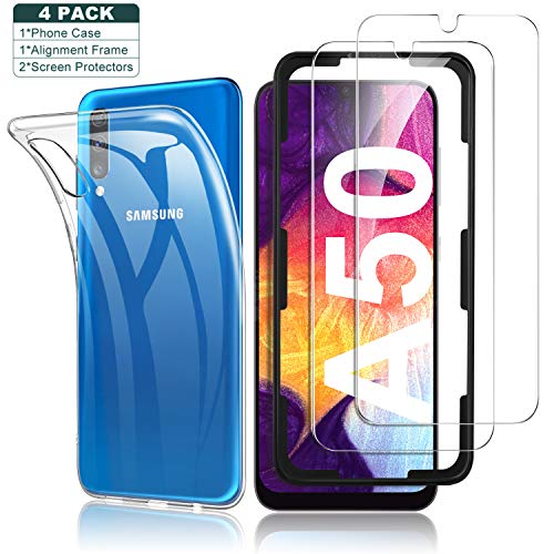 Yocktec Funda + Cristal Templado para Samsung Galaxy A50/ A30s, Vidrio Protector de Pantalla [9H Dureza ] [Scratch Resist] con Ultra Fina Silicona TPU Carcasa para Samsung Galaxy A30s/ A50