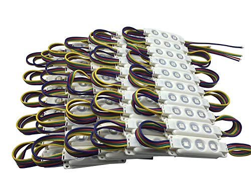 YXH® LED módulo 12V RGB 100Pcs Kit de módulo de inyección rectangular para DIY, Iluminación LED Letras Firmar Cartelera luz, interior y exterior Impermeable (20 piezas/cadena)