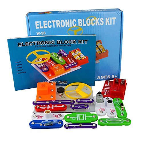58 Kit de Ciencia DIY para Niños Kits de Experimento Bloques Electrónicos Circuitos de Ciencia Juguete Kit de Descubrimiento Educativo Seguro para 5-8 Edades Niños