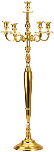 Lifestyle & More Candelabro de candeleros de Candlestick de 5 Brazos de Metal Dorado Altura 100 cm