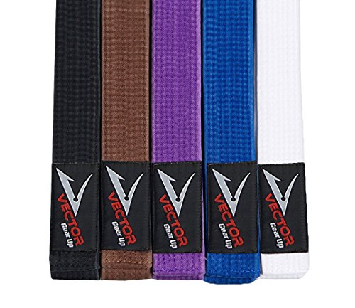 Cinturón 100 % de algodón brasileño Jiu Jitsu BJJ Pro de Vector Sports, con colores estándar brasileños Jiu Jitsu, A2, Blanco