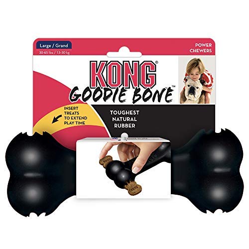 KONG - Extreme Goodie Bone - Hueso para Perro de Caucho, mandíbulas potentes, Negro - para Perros Grandes