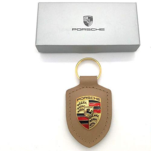 Original Porsche Crest Llavero de Cuero, Beige, WAP0500980H
