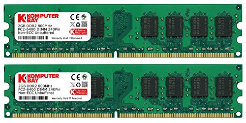 Komputerbay - Modulos memoria DIMM (240 PIN) para PC, 4GB (2 x 2GB), DDR2, 800MHz, PC2-6300/PC2-6400