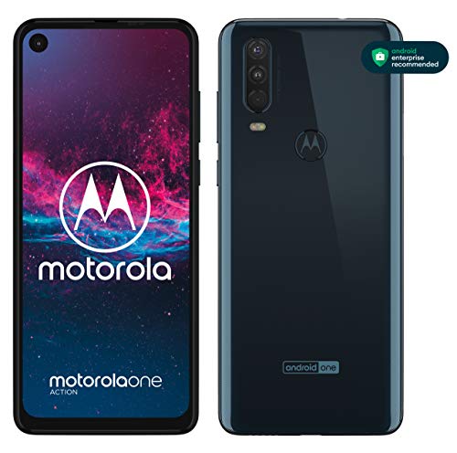 Motorola One Action - Smartphone Dual SIM (Triple cámara: 12 MP + 5 MP y video de 16 MP con ultra gran angular, 128 GB/4 GB, Pantalla 6,3” FHD+, Android 9.0) - Color Azul Denim [Versión Española]
