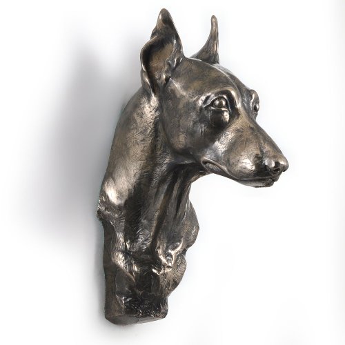 Pincher Miniatura, Escultura de Pared, decoración de hogar y Oficina de Bronce Fundido en frío - Art Dog