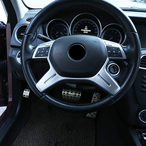 DIYUCAR ABS cromado plateado mate para volante de coche Benz Clase C W204 C180 C200 2011-2013, accesorios de recorte E ML GL Clase W212 X166 W166