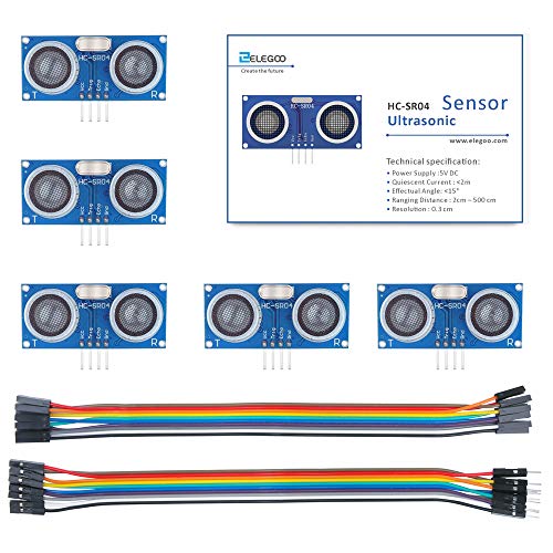 ELEGOO Sensor Ultrasonidos HC-SR04 Kits de Sensores de Distancia por Ultrasonidos Compatible con R3 MEGA2560 Raspberry Pi, Hoja de Datos Disponible para Descargar para Arduino