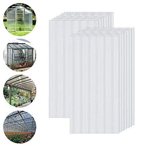 Froadp 14 Piezas Láminas de Policarbonato Celular Plástico Resistente UV-Rayos Accesorios de Doble Ranura para Plantas Cultivos Sistemas de Carpas de Invernadero de Jardín(605x1210x4mm, Transparente)