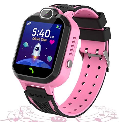 Smartwatch para Niños Llamada Bidireccional Reloj Inteligente Teléfono con Juegos de Rompecabezas Cámara del Reproductor de Música Alarma SOS para 4-12 Boy Girl Regalo de Cumpleaños Festival (Rosado)