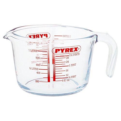 Pyrex Classic - Jarra de vidrio medidora de 1 l, apta para microondas