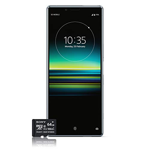 Sony Xperia 1 - Smartphone de 6,5" 4K HDR OLED 21:9 (SD 855, 6 GB de RAM, 128 GB de memoria interna, triple cámara de 12+12+12 MP, Android O, Dual Sim), Color Gris [Versión española] + Micro SD 64GB