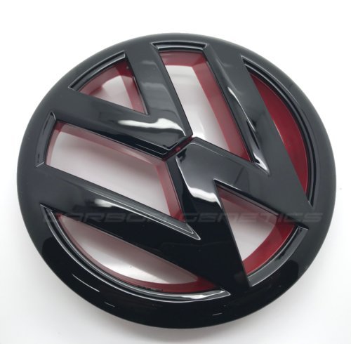 Carbon-Genetics Negro y rojo brillante Golf MK6 Emblema Insignia Capot parrilla delantera - 2009 a 2012