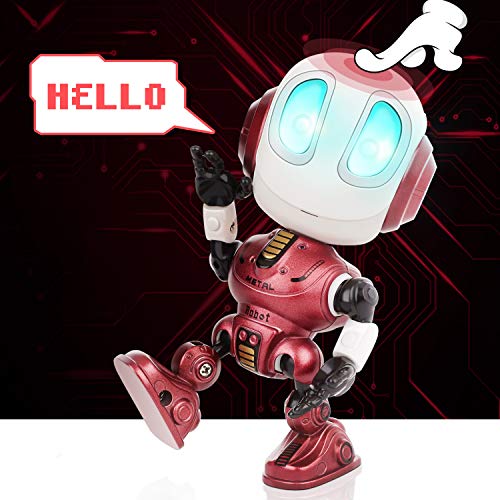Peradix Mini Robot de Juguete,Robot Juguete Educativo con función de repetición de Voz Mini Robot Interactivo con Efectos Luces y Sonido Electronico Robot Regalo para Niños Toy Robot Juguete Rojo