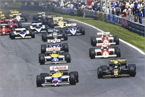 Cuadro de Aluminio 60 x 40 cm: Mansell Leads Senna, Piquet, Prost and Arnoux, Canadian GP 1986 de Motorsport Images
