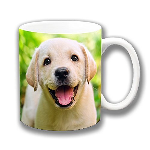 Lindo Amarillo Labrador Cachorro sonriente Cerámico Taza de CaféÚnico Idea Para Regalo