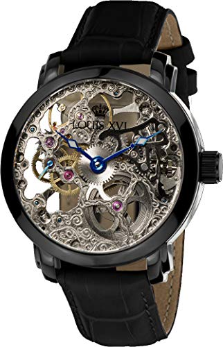 LOUIS XVI Versailles 335 - Reloj de pulsera unisex (correa de mano, automático, analógico, piel auténtica), color negro