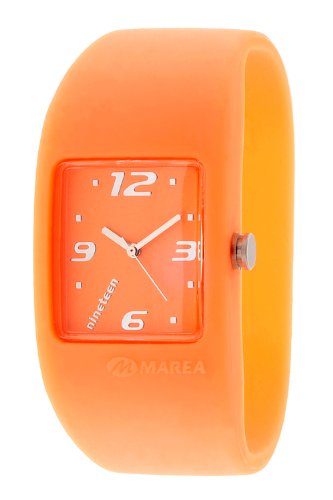 Marea nineteen - Reloj analógico de mujer de cuarzo con correa de silicona naranja - sumergible a 50 metros