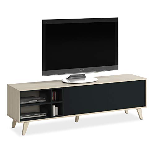 Habitdesign 0Z6635R - Mueble de TV, Acabado Color Roble y Gris Oscuro, Medidas 180 cm (Largo) x 54 cm (Alto) x 41 cm (Fondo)