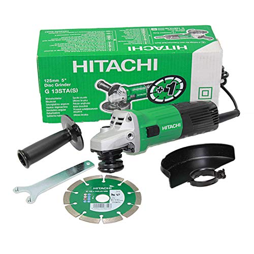 Hitachi G13STAYL - Amoladora angular (12000 RPM, Negro, Verde, M14, 88 dB, 7,9 m/s², Corriente alterna)