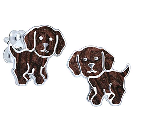 Katy Craig, pendientes de plata de ley con diseño de labrador marrón para perros, regalo para amantes de los perros