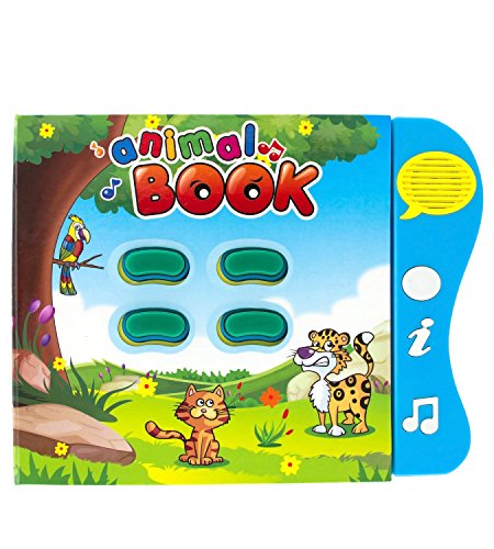 Libro de Sonidos Boxiki Kids para el Aprendizaje de los Animales en Inglés por Libro de Actividades para el Desarrollo de Niños Pequeños y Bebés. Libro Electrónico de Animales.