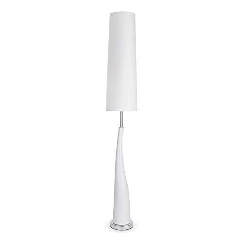 MiniSun – Moderna lámpara de pie de estilo retro de cerámica blanca brillante y cromo plateado