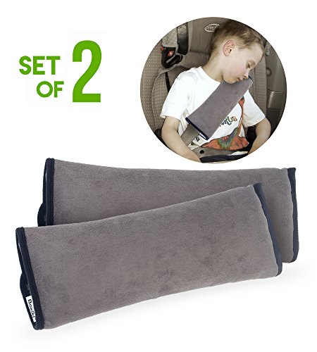 Pack de 2 fundas de cinturón de almohada | Almohadilla de soporte para cabeza de viaje en automóvil | Cubiertas de cinturón para adultos y niños | Fundas de cinturón de coche lavables a máquina